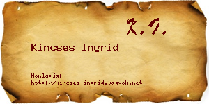 Kincses Ingrid névjegykártya